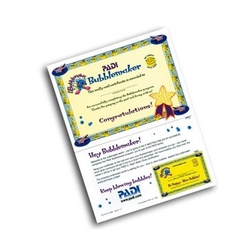 Bubblemaker Certificato PADI con Partecipant Card
